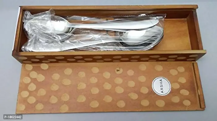 Metier Handmade Stainless Steel Dinner Spoon Set of 6 Pcs in a Wooden Gift Box