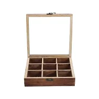 METIER? Wooden Decorative Masala Dabba Kitchen Spice Box (Brown)-thumb2