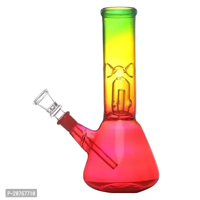 Metier 8 inch Glass Percolator Ice Bong Smoking Hookah Pipe Water pipe with Shooter (20 cm, Rasta Colour)-thumb0