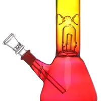 Metier 8 inch Glass Percolator Ice Bong Smoking Hookah Pipe Water pipe with Shooter (20 cm, Rasta Colour)-thumb2