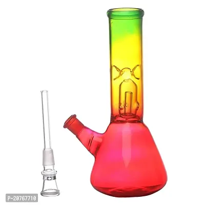 Metier 8 inch Glass Percolator Ice Bong Smoking Hookah Pipe Water pipe with Shooter (20 cm, Rasta Colour)-thumb4