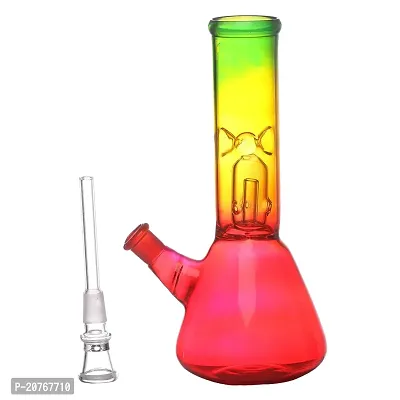 Metier 8 inch Glass Percolator Ice Bong Smoking Hookah Pipe Water pipe with Shooter (20 cm, Rasta Colour)-thumb4