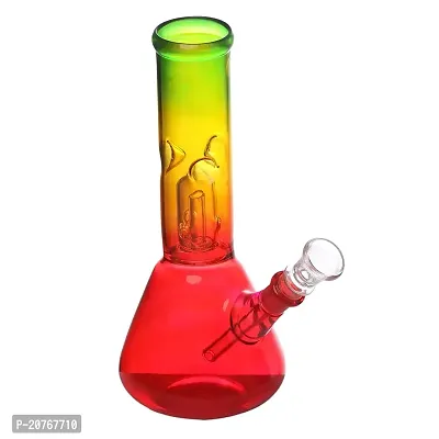 Metier 8 inch Glass Percolator Ice Bong Smoking Hookah Pipe Water pipe with Shooter (20 cm, Rasta Colour)-thumb2