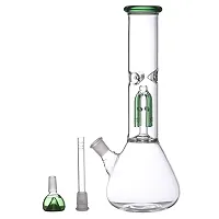 Metier Bongs 14 inch Glass Oval Bulb 4 Arm Tree Percolator Ice Bong Hookahs Water pipe  Shooter (35 cm, Green)-thumb1