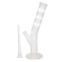 Metier Bongs 10 Inch Glass Smoking Pipe Hookah. No Need of Rolling Paper (10'' Frosted)-thumb2