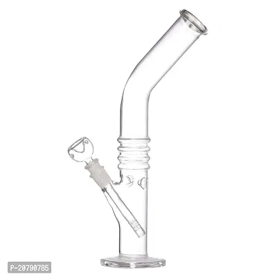 Metier Bongs 12 Inch Bend Glass Hookah Pipe Ice Bong with Chillum (35 cm, Clear)-thumb0