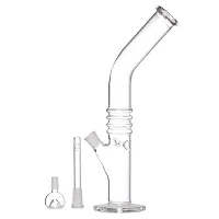 Metier Bongs 12 Inch Bend Glass Hookah Pipe Ice Bong with Chillum (35 cm, Clear)-thumb3