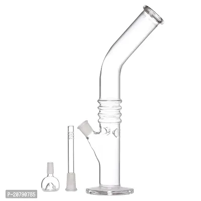 Metier Bongs 12 Inch Bend Glass Hookah Pipe Ice Bong with Chillum (35 cm, Clear)-thumb4