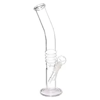 Metier Bongs 12 Inch Bend Glass Hookah Pipe Ice Bong with Chillum (35 cm, Clear)-thumb2