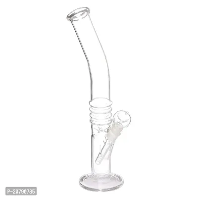 Metier Bongs 12 Inch Bend Glass Hookah Pipe Ice Bong with Chillum (35 cm, Clear)-thumb3