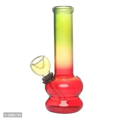 Metier  Bongs 5.5 Inch Tall Glass Water Pipe Bong, Portable Hookah, Smoking Pipe (Rasta Colour)-thumb0