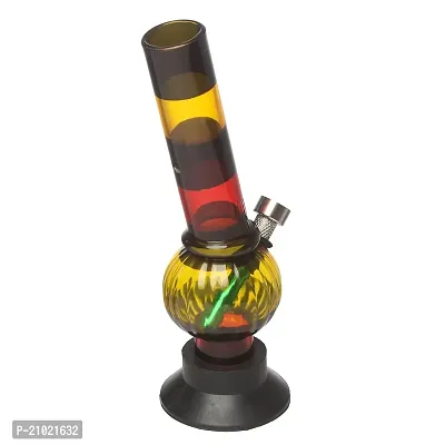 Metier Bongs 8 Inch Transparent Rasta Colour Small Acrylic Water Bong (Single Bulb)-thumb2