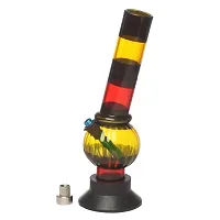 Metier Bongs 8 Inch Transparent Rasta Colour Small Acrylic Water Bong (Single Bulb)-thumb2