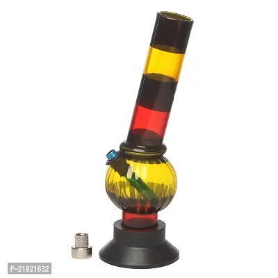 Metier Bongs 8 Inch Transparent Rasta Colour Small Acrylic Water Bong (Single Bulb)-thumb3