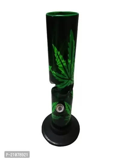 METIER 12 inch Bend Acrylic Bong With Leaf Print.(30 cm, Transparent Green with Leaf Print)