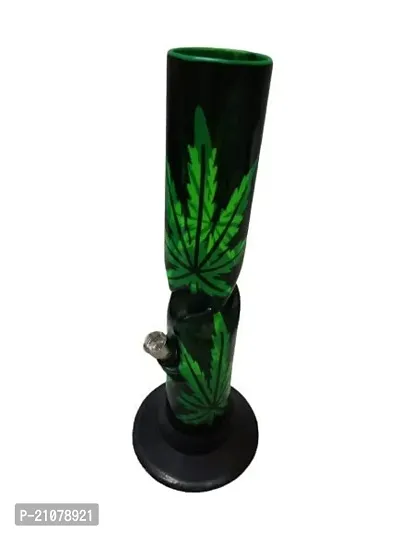 METIER 12 inch Bend Acrylic Bong With Leaf Print.(30 cm, Transparent Green with Leaf Print)-thumb2