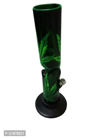 METIER 12 inch Bend Acrylic Bong With Leaf Print.(30 cm, Transparent Green with Leaf Print)-thumb3