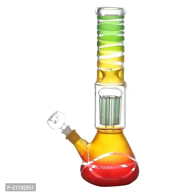 Metier Bongs 12 Inch Glass 10 Arm Tree Percolator Ice Hookah Bong Smoking Pipe (30 cm, Rasta Colour)