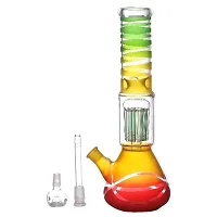 Metier Bongs 12 Inch Glass 10 Arm Tree Percolator Ice Hookah Bong Smoking Pipe (30 cm, Rasta Colour)-thumb2