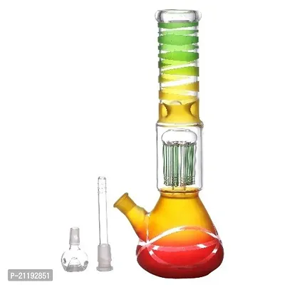 Metier Bongs 12 Inch Glass 10 Arm Tree Percolator Ice Hookah Bong Smoking Pipe (30 cm, Rasta Colour)-thumb3