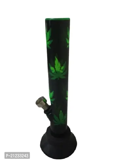 Metier 8 Inch Transparent Green Colour Small Acrylic Water Bong (Transparent Green with Leaf Print)-thumb0