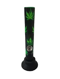 Metier 8 Inch Transparent Green Colour Small Acrylic Water Bong (Transparent Green with Leaf Print)-thumb1