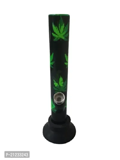 Metier 8 Inch Transparent Green Colour Small Acrylic Water Bong (Transparent Green with Leaf Print)-thumb2