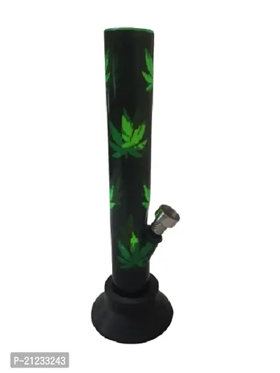 Metier 8 Inch Transparent Green Colour Small Acrylic Water Bong (Transparent Green with Leaf Print)-thumb3