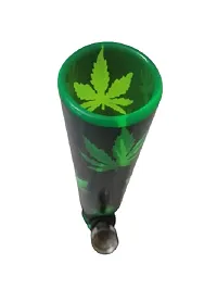 Metier 8 Inch Transparent Green Colour Small Acrylic Water Bong (Transparent Green with Leaf Print)-thumb3