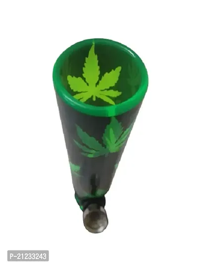 Metier 8 Inch Transparent Green Colour Small Acrylic Water Bong (Transparent Green with Leaf Print)-thumb4