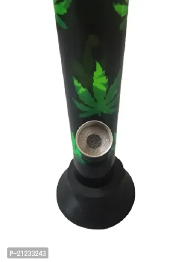 Metier 8 Inch Transparent Green Colour Small Acrylic Water Bong (Transparent Green with Leaf Print)-thumb5
