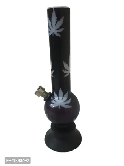 Metier 8 Inch Opaque White Acrylic Mini Smoking Bong. Pipe Diameter 3.0 cm (20 cm, Opaque White with Leaf Print)-thumb0