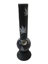 Metier 8 Inch Opaque White Acrylic Mini Smoking Bong. Pipe Diameter 3.0 cm (20 cm, Opaque White with Leaf Print)-thumb1