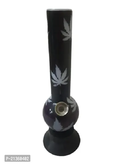 Metier 8 Inch Opaque White Acrylic Mini Smoking Bong. Pipe Diameter 3.0 cm (20 cm, Opaque White with Leaf Print)-thumb2