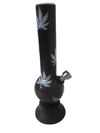 Metier 8 Inch Opaque White Acrylic Mini Smoking Bong. Pipe Diameter 3.0 cm (20 cm, Opaque White with Leaf Print)-thumb2