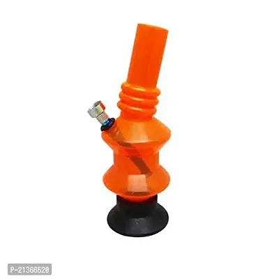Metier Bongs Presents 8 Inch Tall Bend Acrylic Water Bong (Transparent Orange)