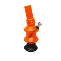 Metier Bongs Presents 8 Inch Tall Bend Acrylic Water Bong (Transparent Orange)-thumb1