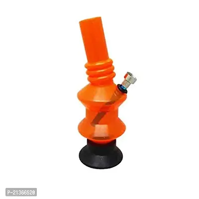 Metier Bongs Presents 8 Inch Tall Bend Acrylic Water Bong (Transparent Orange)-thumb2