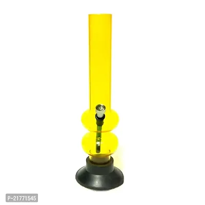 METIER 12 inch Double Bulb Acrylic Smoking Water Pipe Bong.(Transparent Yellow)