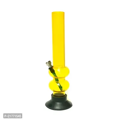 METIER 12 inch Double Bulb Acrylic Smoking Water Pipe Bong.(Transparent Yellow)-thumb2