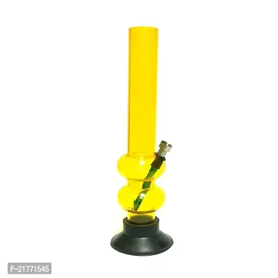 METIER 12 inch Double Bulb Acrylic Smoking Water Pipe Bong.(Transparent Yellow)-thumb3