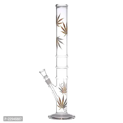 Metier Bongs 16 Inch Glass Leaf Print Hookah Smoking Pipe Bong with Chillum (40 cm, Clear)