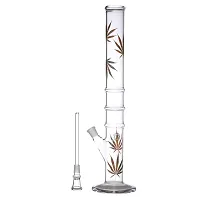 Metier Bongs 16 Inch Glass Leaf Print Hookah Smoking Pipe Bong with Chillum (40 cm, Clear)-thumb2