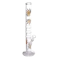 Metier Bongs 16 Inch Glass Leaf Print Hookah Smoking Pipe Bong with Chillum (40 cm, Clear)-thumb3