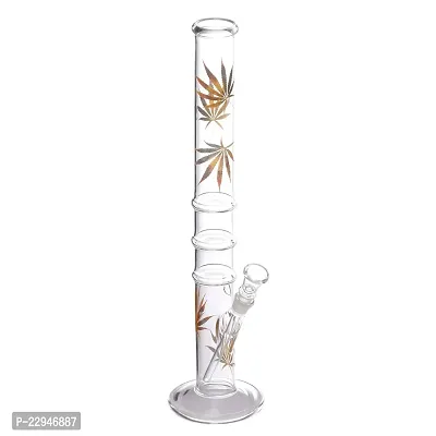 Metier Bongs 16 Inch Glass Leaf Print Hookah Smoking Pipe Bong with Chillum (40 cm, Clear)-thumb4