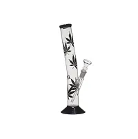 Metier Bongs 12 Inch Glass Pipe Leaf Print Hookah Smoking Bong (30 cm, Clear)-thumb1