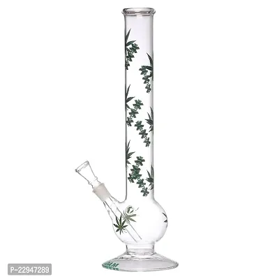 Metier Bongs 18 Inch Glass Leaf Print Smoking Pipe Hookah Bong and Shooter (45 cm, Clear).