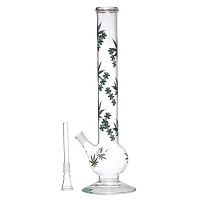 Metier Bongs 18 Inch Glass Leaf Print Smoking Pipe Hookah Bong and Shooter (45 cm, Clear).-thumb1