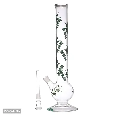 Metier Bongs 18 Inch Glass Leaf Print Smoking Pipe Hookah Bong and Shooter (45 cm, Clear).-thumb2