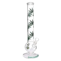 Metier Bongs 18 Inch Glass Leaf Print Smoking Pipe Hookah Bong and Shooter (45 cm, Clear).-thumb3